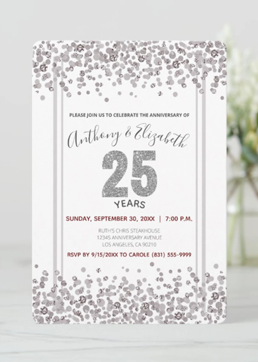 Elegant 25th anniversary invitation card
