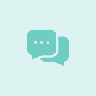 Messaging symbol with dots on teal
