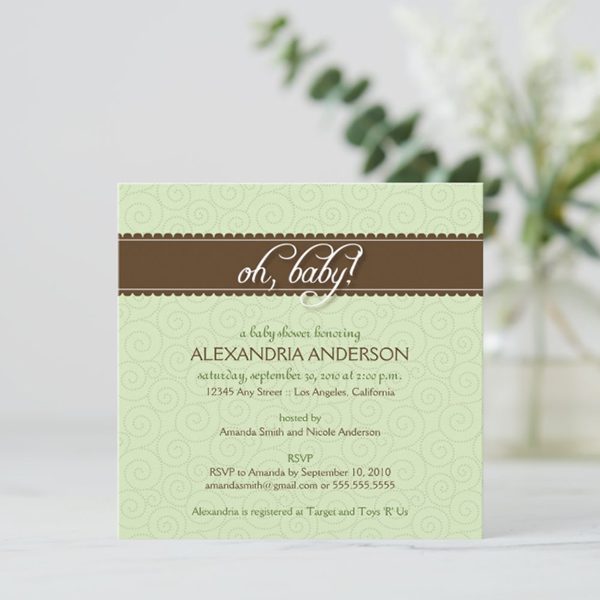 Elegant baby shower card with RSVP details