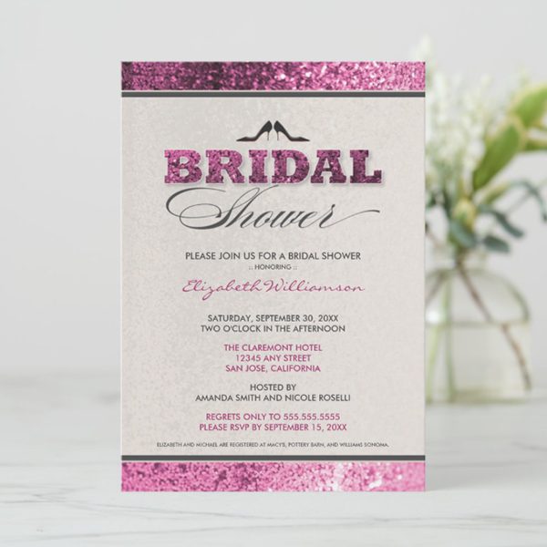 Bridal shower invitation with elegant design details.