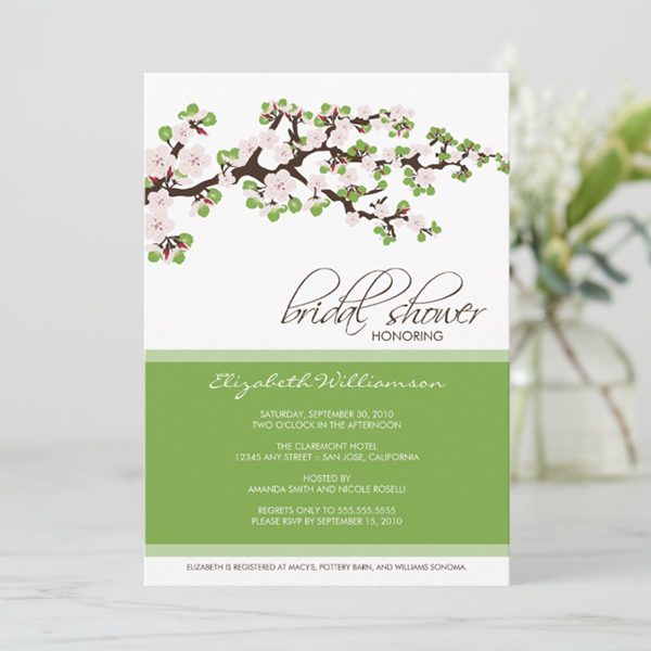 Bridal shower invitation with floral design.