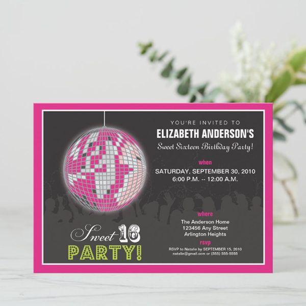 Sweet sixteen birthday party invitation design.