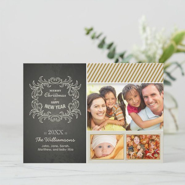 Family holiday card with cheerful photos.