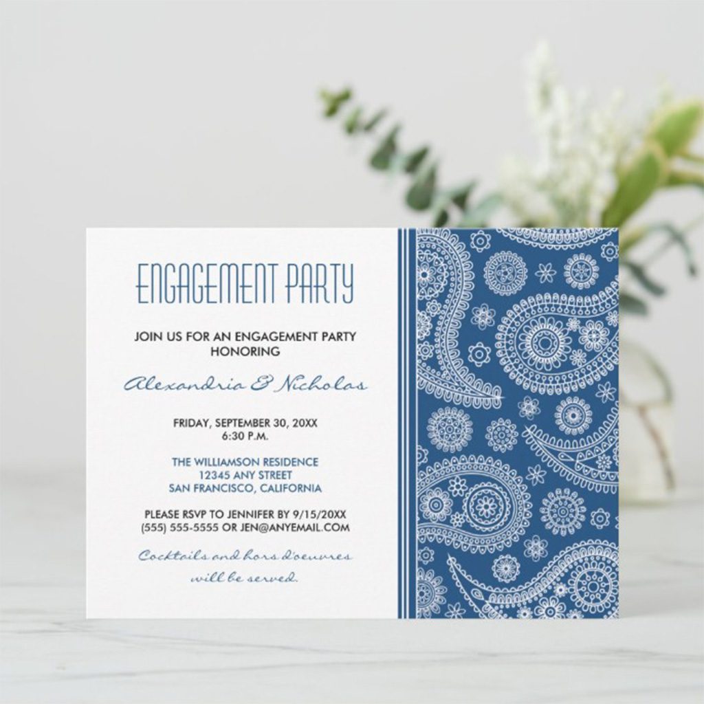 Engagement party invitation with elegant design.